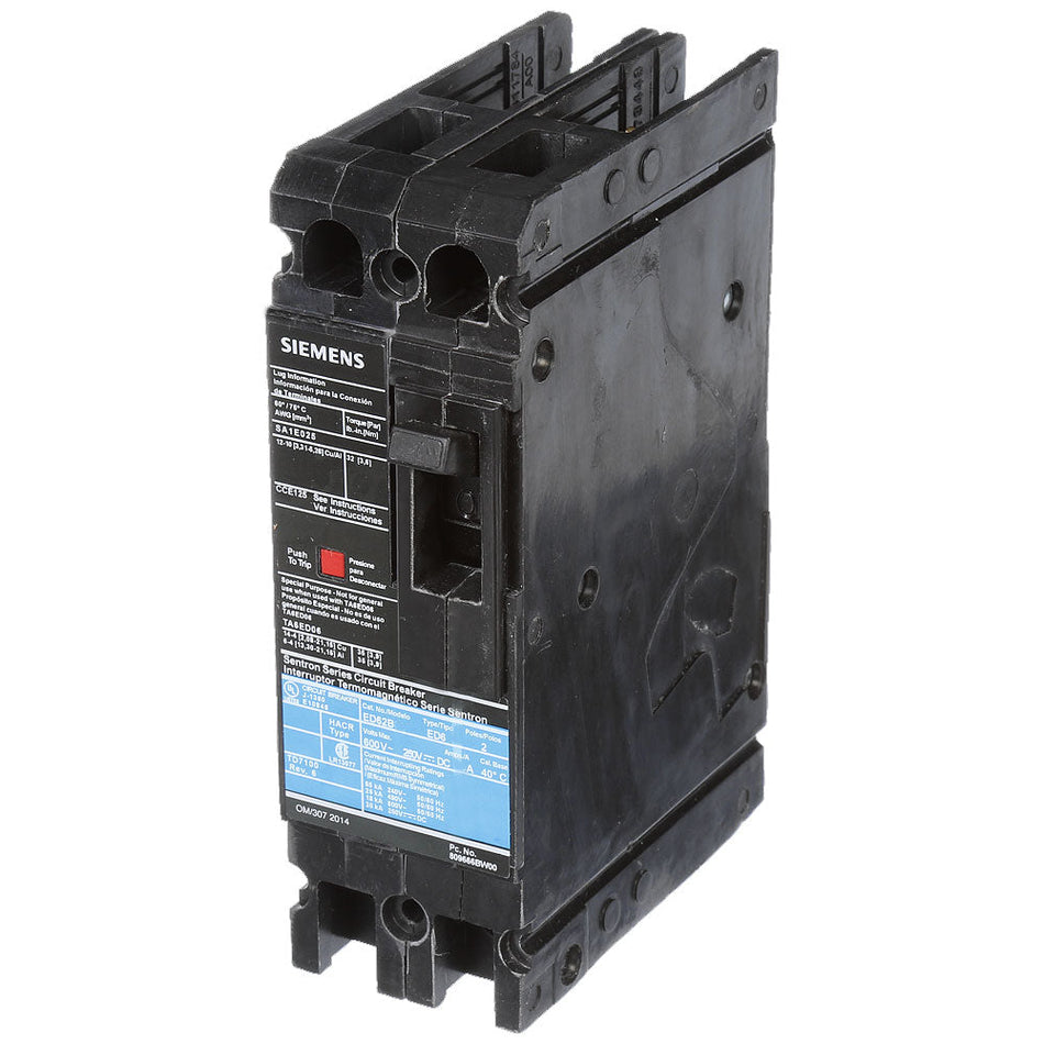 Siemens - ED62B070L -Feed-Thru 600V 70A 2 pole circuit breaker 25kA@480V