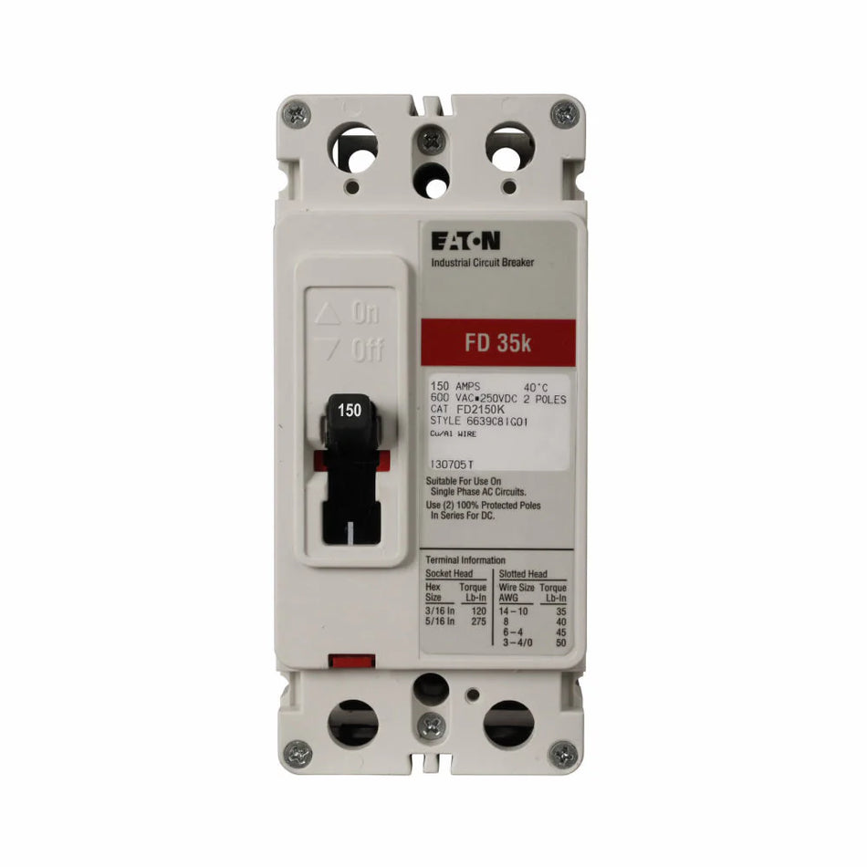FD2150KL -  Eaton 2P 150 Amp 600V Molded Case Circuit Breaker