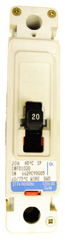 Eaton FD1020L 20A 1P Molded Case Circuit Breaker – Bolt On – 600VAC