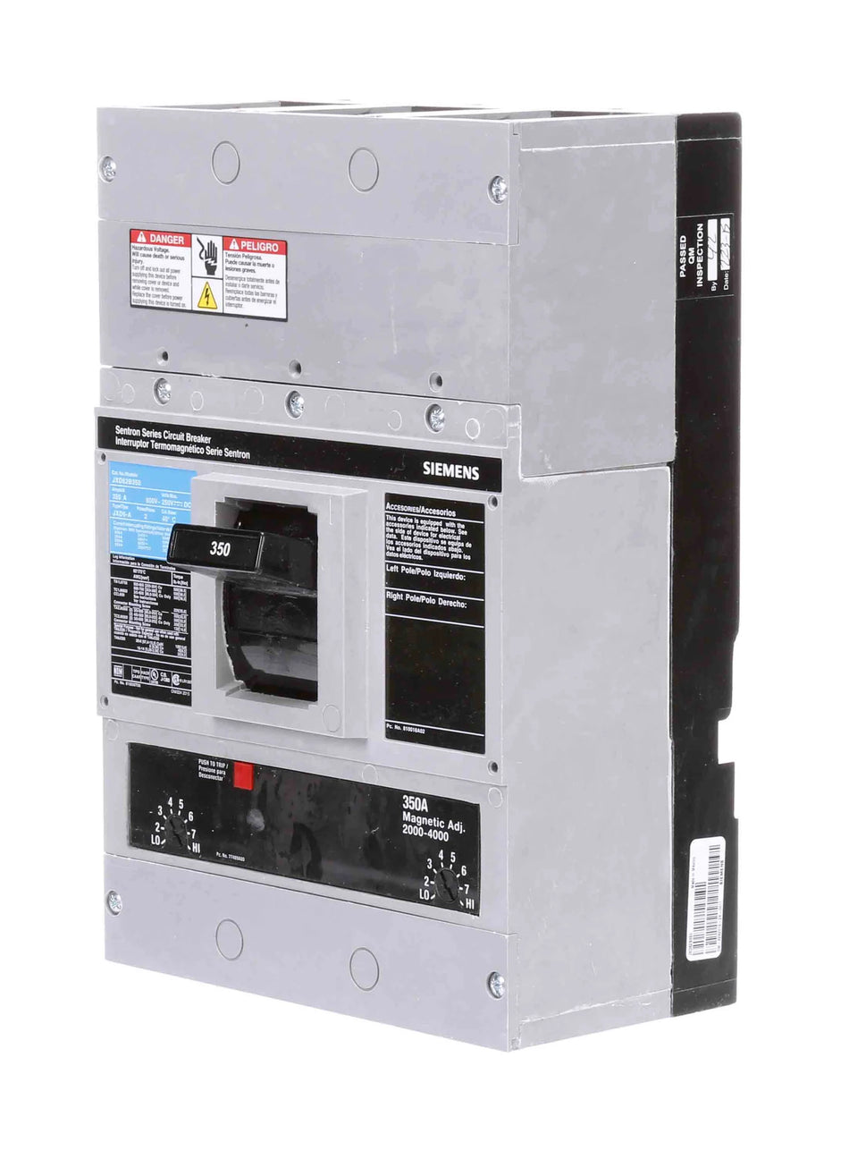 Siemens JXD62B350 Circuit Breaker – Sentron Series – 350A – 2 Pole – 600VAC – Thermal Magnetic – JD Frame