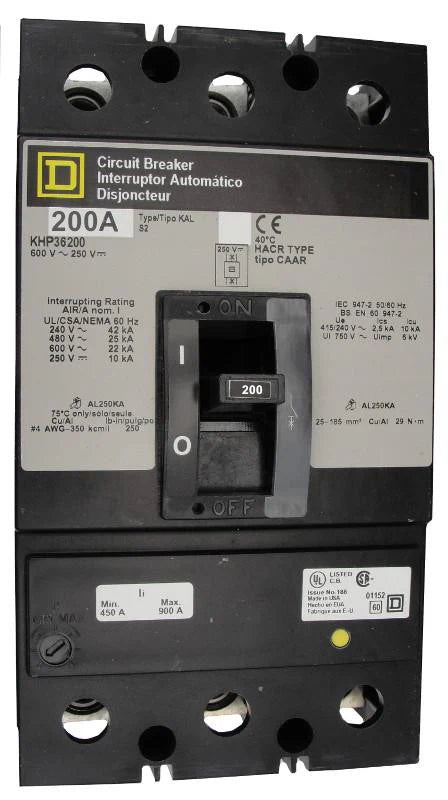 Square D KHP36200 200A 3 Pole Molded Case Circuit Breaker – Panel Mounted – 600VAC