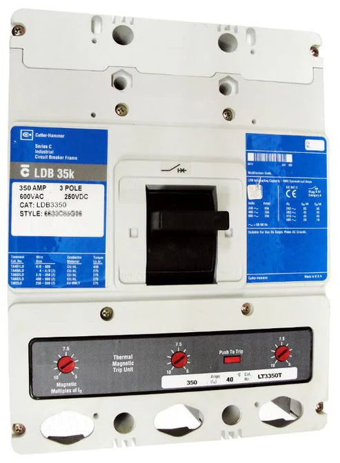 Eaton Cutler Hammer LDB3350 350A 3-Pole Molded Case Circuit Breaker – Bolt-On Mount – 600V