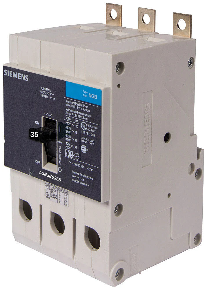 Siemens LGB3B050B Circuit Breaker – VL Series – 50A – 3 Pole – 600VAC – Thermal Magnetic – Bolt-On – Panelboard Mount