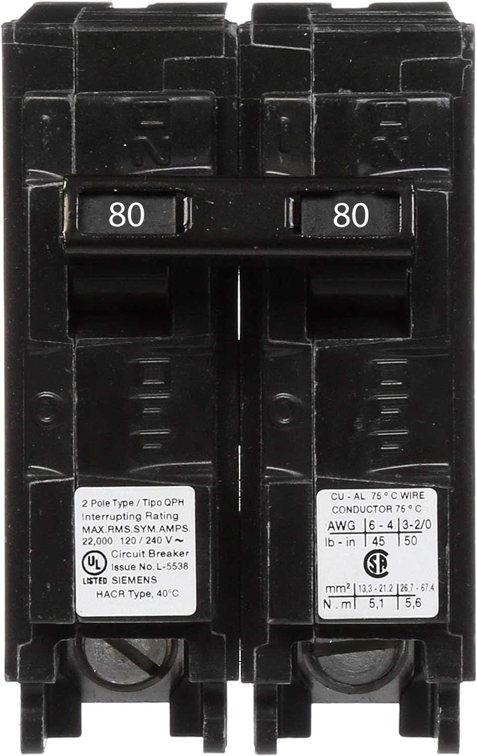 Q280H - Siemens - 80 Amp 22kA Circuit Breaker
