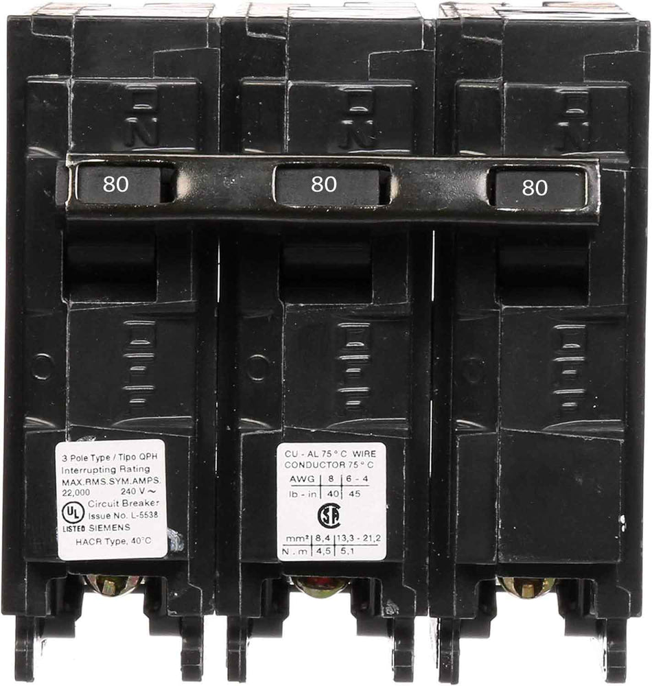 Q380H - Siemens - 80 Amp 22kA Circuit Breaker