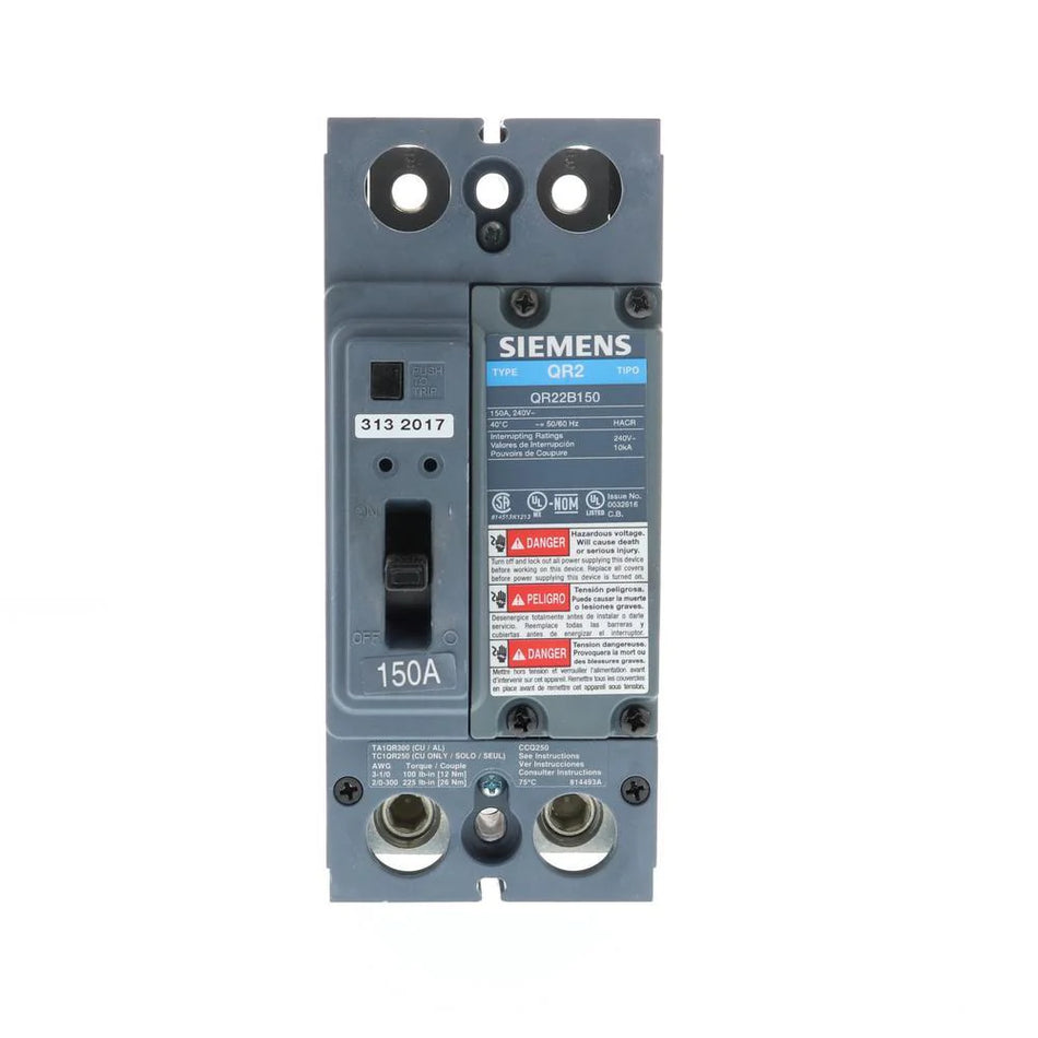 QR22B150L - Siemens Feed-Thru 240V 150A 2 pole circuit breaker 10kA@240V
