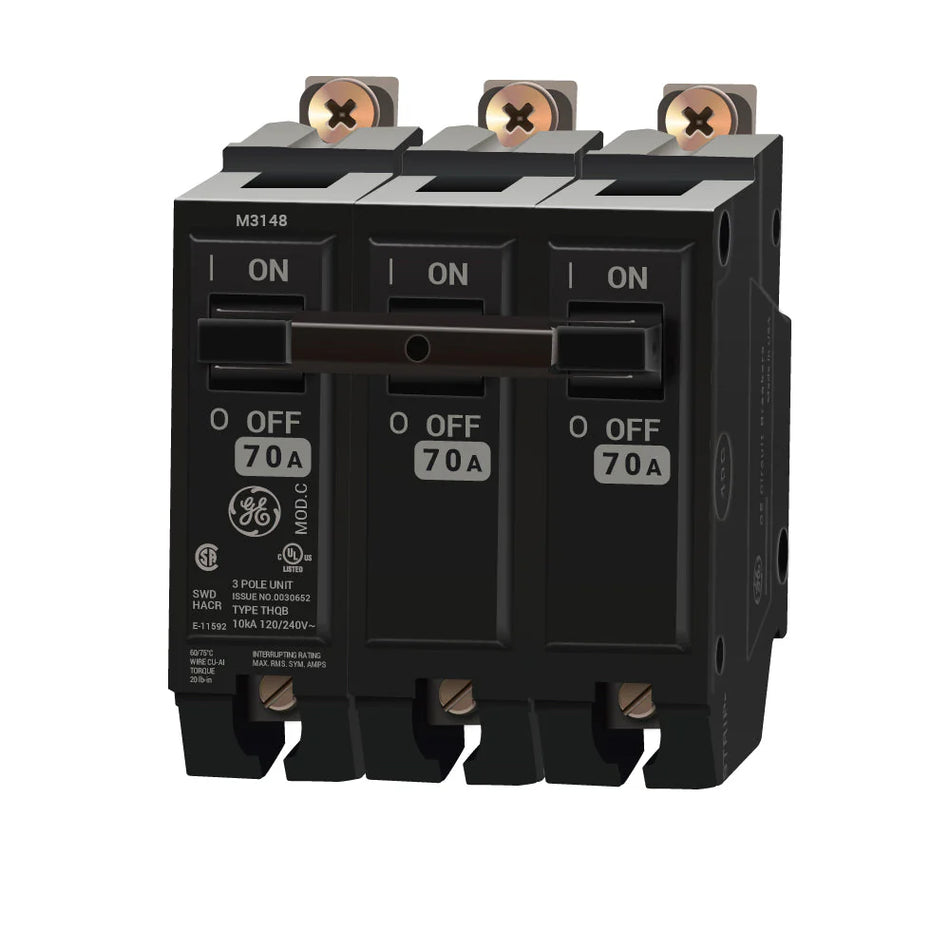 THQB32070 - General Electric Bolt-On 240V 70A 3 pole circuit breaker 10kA@208V